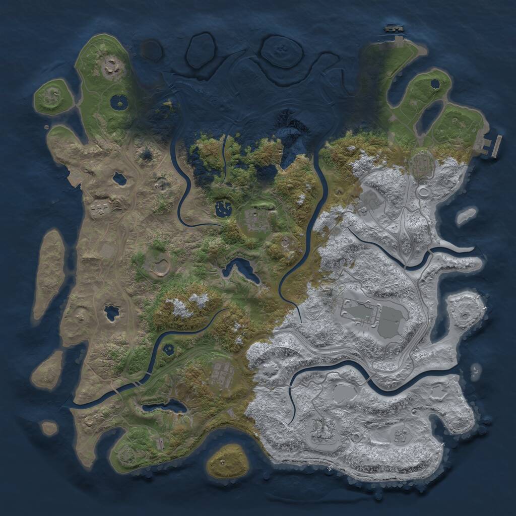 Rust Map: Procedural Map, Size: 4500, Seed: 1377610431, 16 Monuments