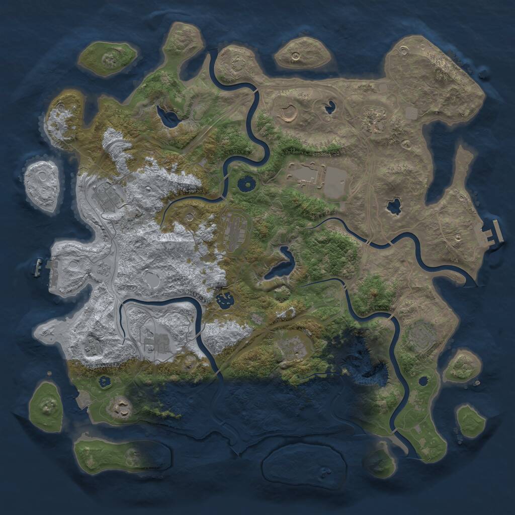 Rust Map: Procedural Map, Size: 4500, Seed: 327968697, 17 Monuments