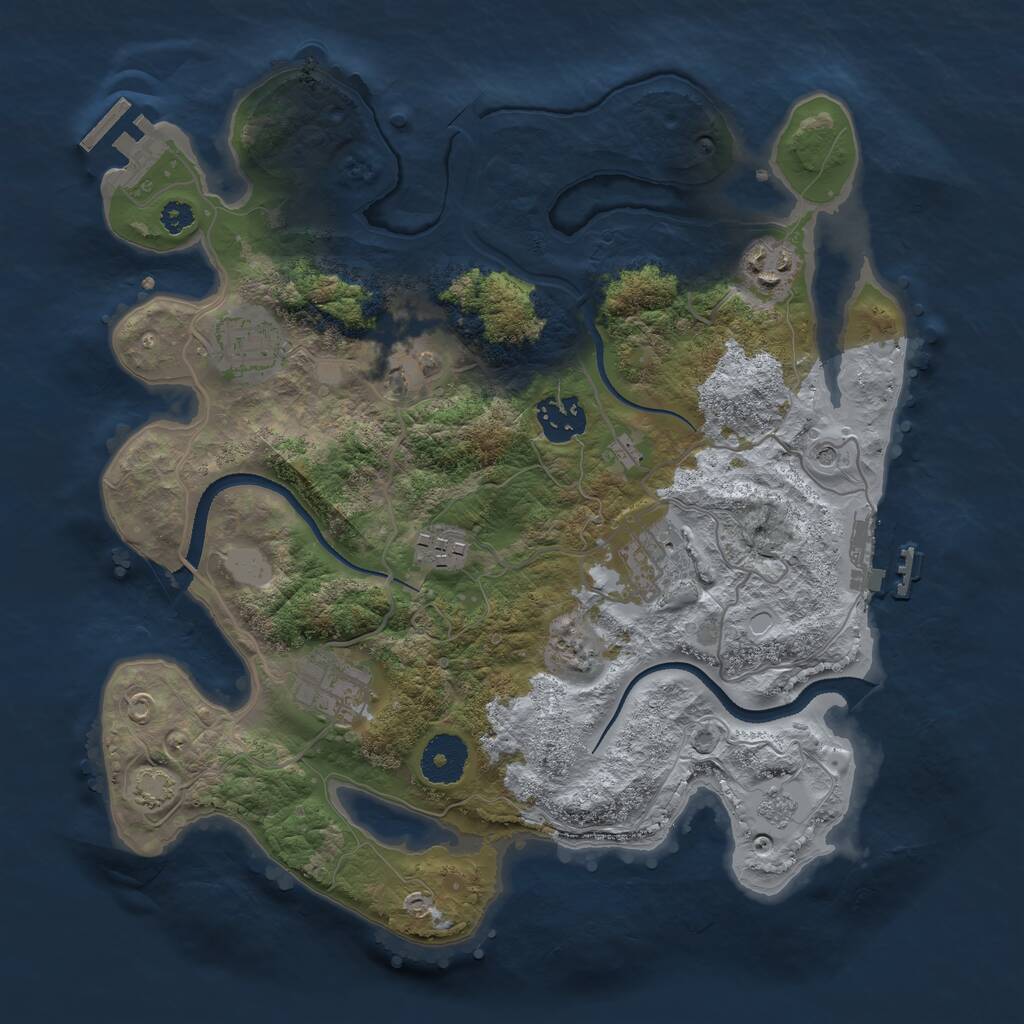 Rust Map: Procedural Map, Size: 3200, Seed: 1519099196, 13 Monuments