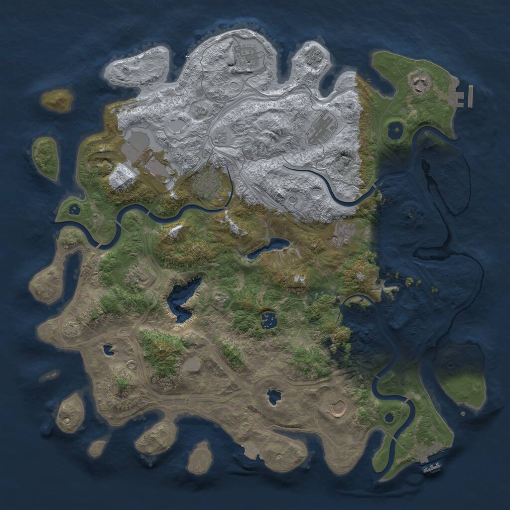 Rust Map: Procedural Map, Size: 4500, Seed: 324946751, 16 Monuments