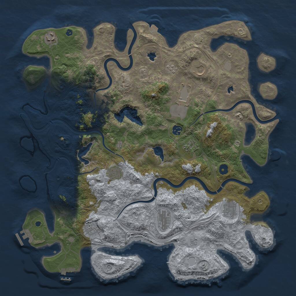Rust Map: Procedural Map, Size: 4500, Seed: 1620781742, 16 Monuments