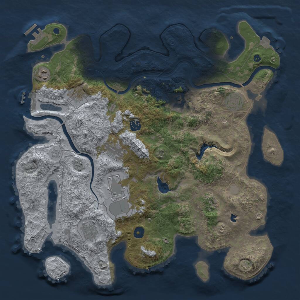 Rust Map: Procedural Map, Size: 4000, Seed: 1135206393, 16 Monuments