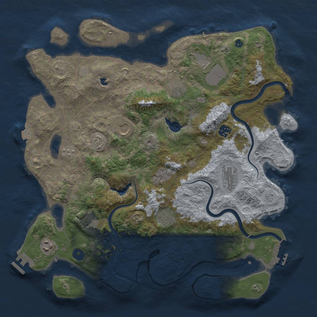 Rust Map: Procedural Map, Size: 4000, Seed: 307417029, 16 Monuments