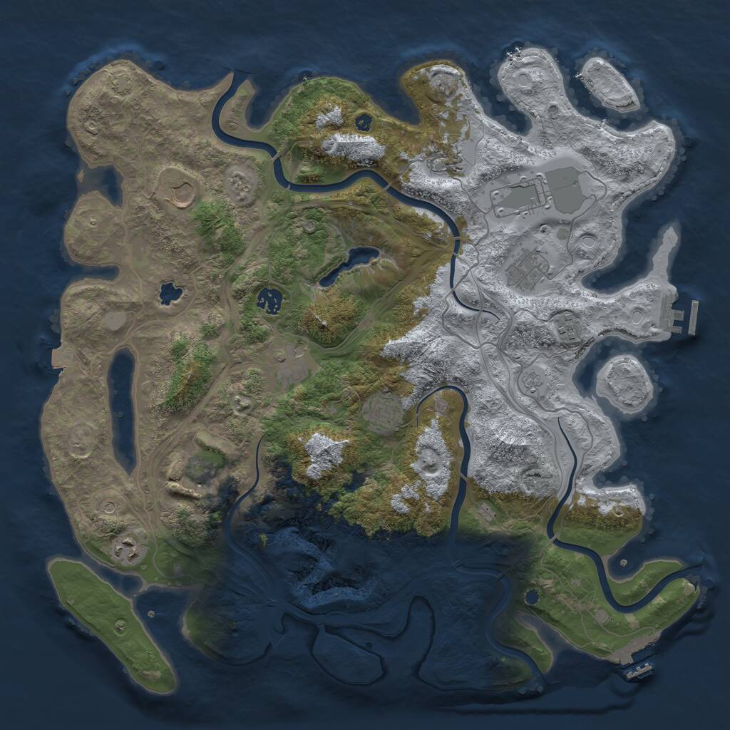 Rust Map: Procedural Map, Size: 4250, Seed: 838430813, 16 Monuments