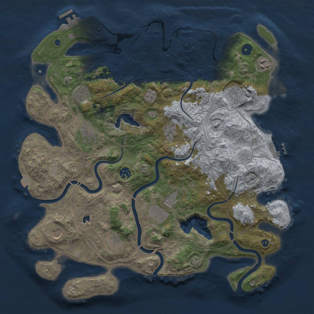 Rust Map: Procedural Map, Size: 4250, Seed: 1919819002, 16 Monuments