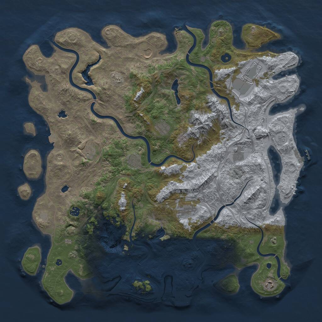 Rust Map: Procedural Map, Size: 5000, Seed: 1187126846, 16 Monuments