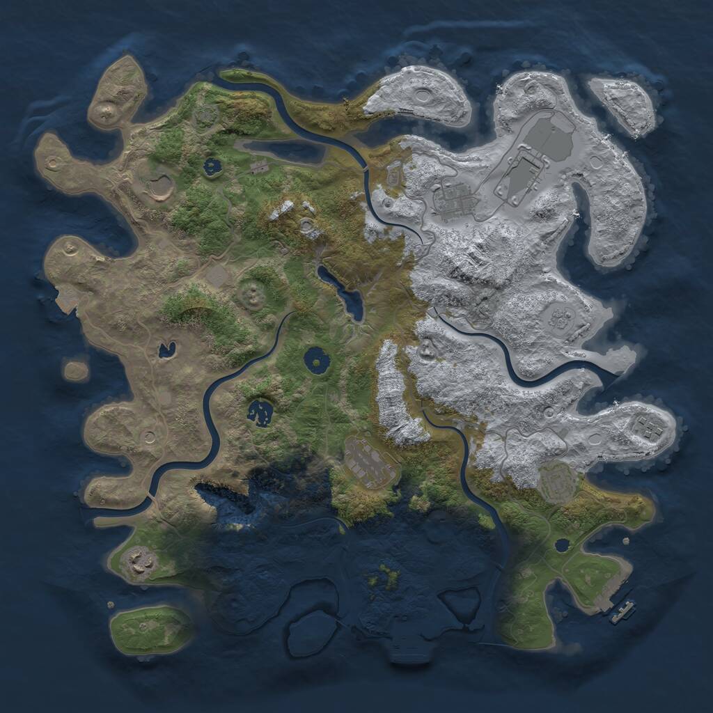 Rust Map: Procedural Map, Size: 4096, Seed: 932052465, 14 Monuments