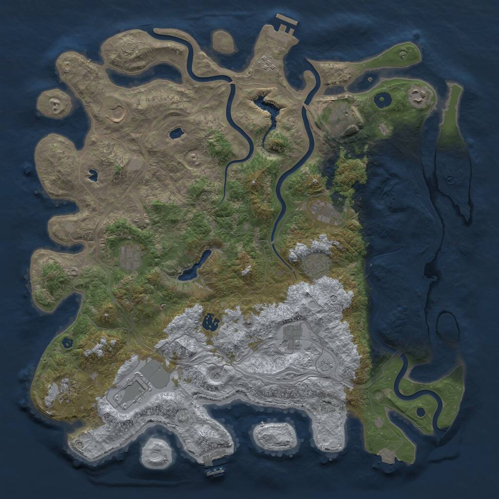 Rust Map: Procedural Map, Size: 4500, Seed: 938446361, 17 Monuments