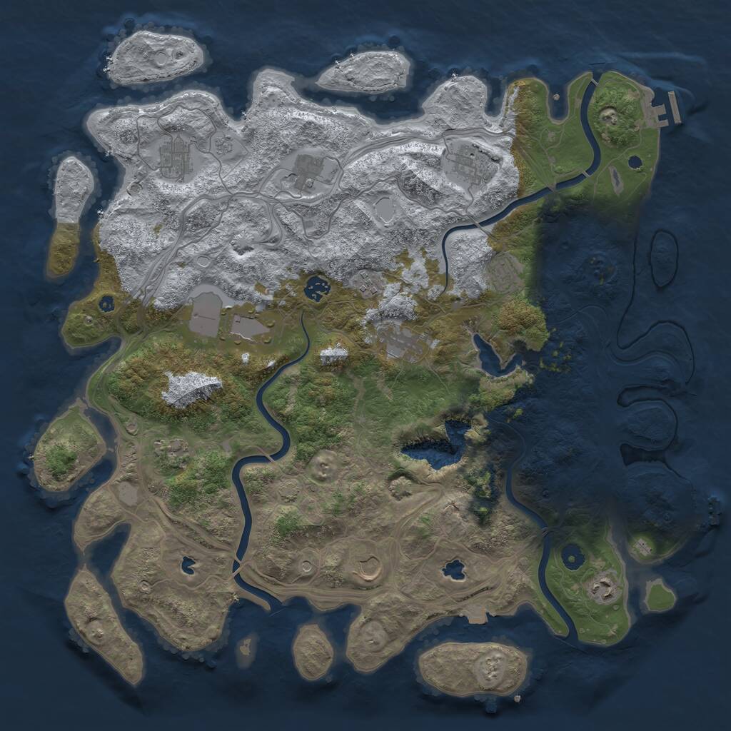 Rust Map: Procedural Map, Size: 4500, Seed: 107640599, 17 Monuments