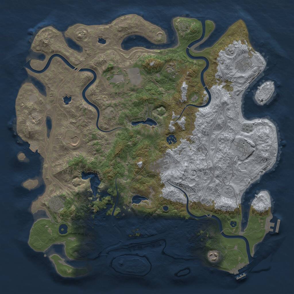 Rust Map: Procedural Map, Size: 4500, Seed: 801101037, 16 Monuments