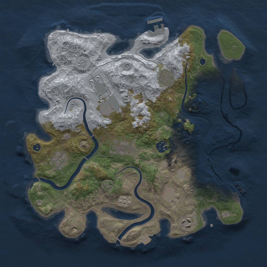 Rust Map: Procedural Map, Size: 3500, Seed: 1268011875, 14 Monuments