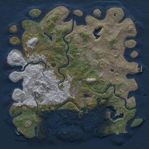 Thumbnail Rust Map: Procedural Map, Size: 5000, Seed: 360573548, 16 Monuments