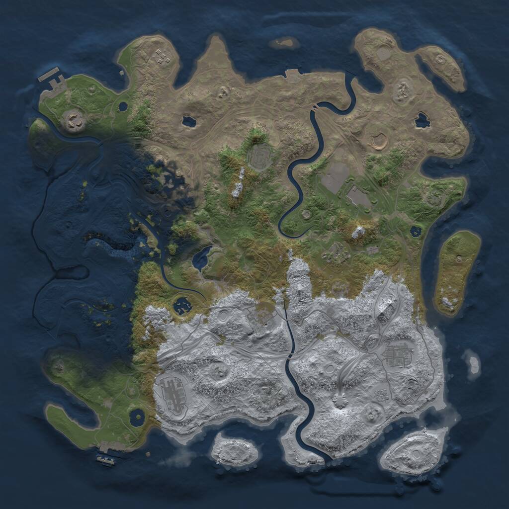 Rust Map: Procedural Map, Size: 4500, Seed: 377067386, 17 Monuments