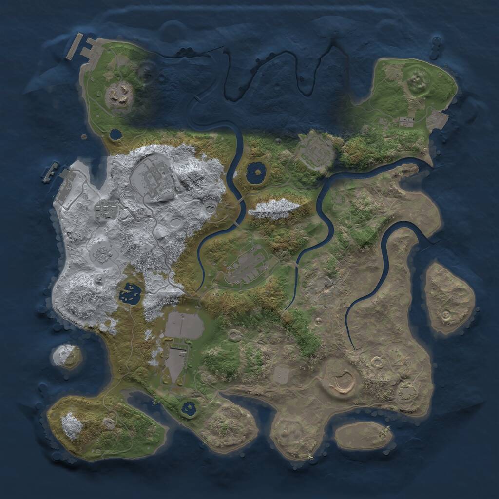 Rust Map: Procedural Map, Size: 3500, Seed: 2041135635, 14 Monuments