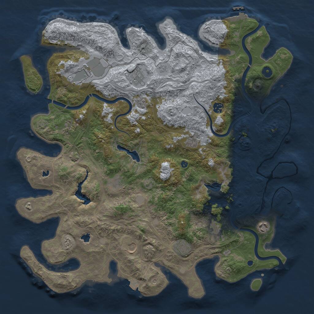 Rust Map: Procedural Map, Size: 4500, Seed: 873809308, 17 Monuments