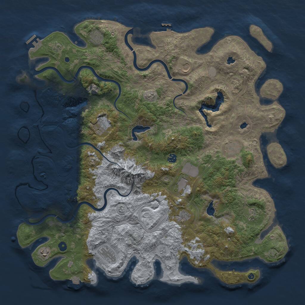 Rust Map: Procedural Map, Size: 5000, Seed: 721238863, 17 Monuments