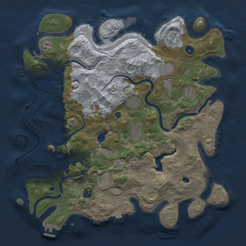 Rust Map: Procedural Map, Size: 4250, Seed: 911994363, 17 Monuments