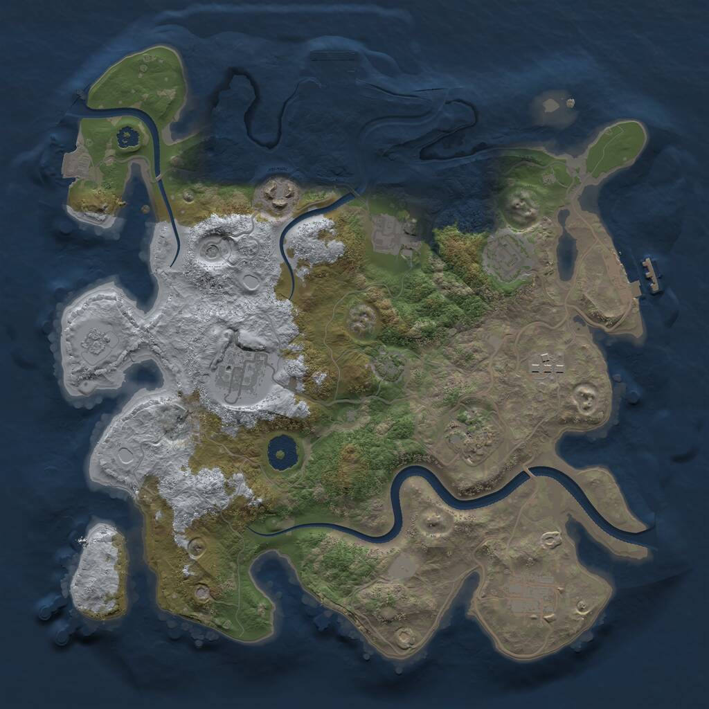 Rust Map: Procedural Map, Size: 3250, Seed: 1243125117, 13 Monuments