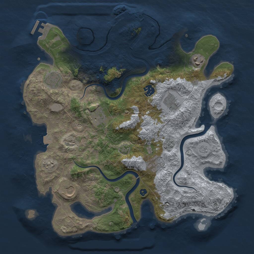 Rust Map: Procedural Map, Size: 3500, Seed: 956189720, 14 Monuments