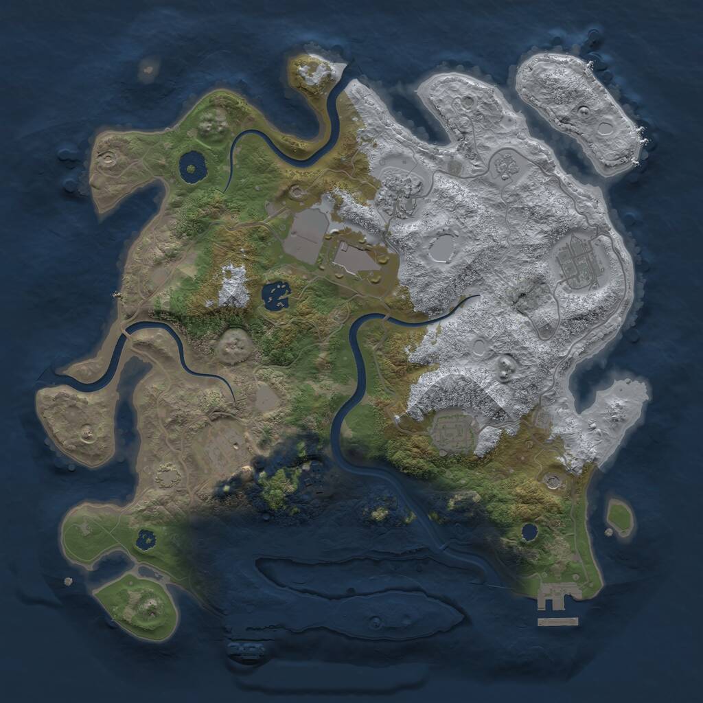Rust Map: Procedural Map, Size: 3500, Seed: 5611551, 13 Monuments