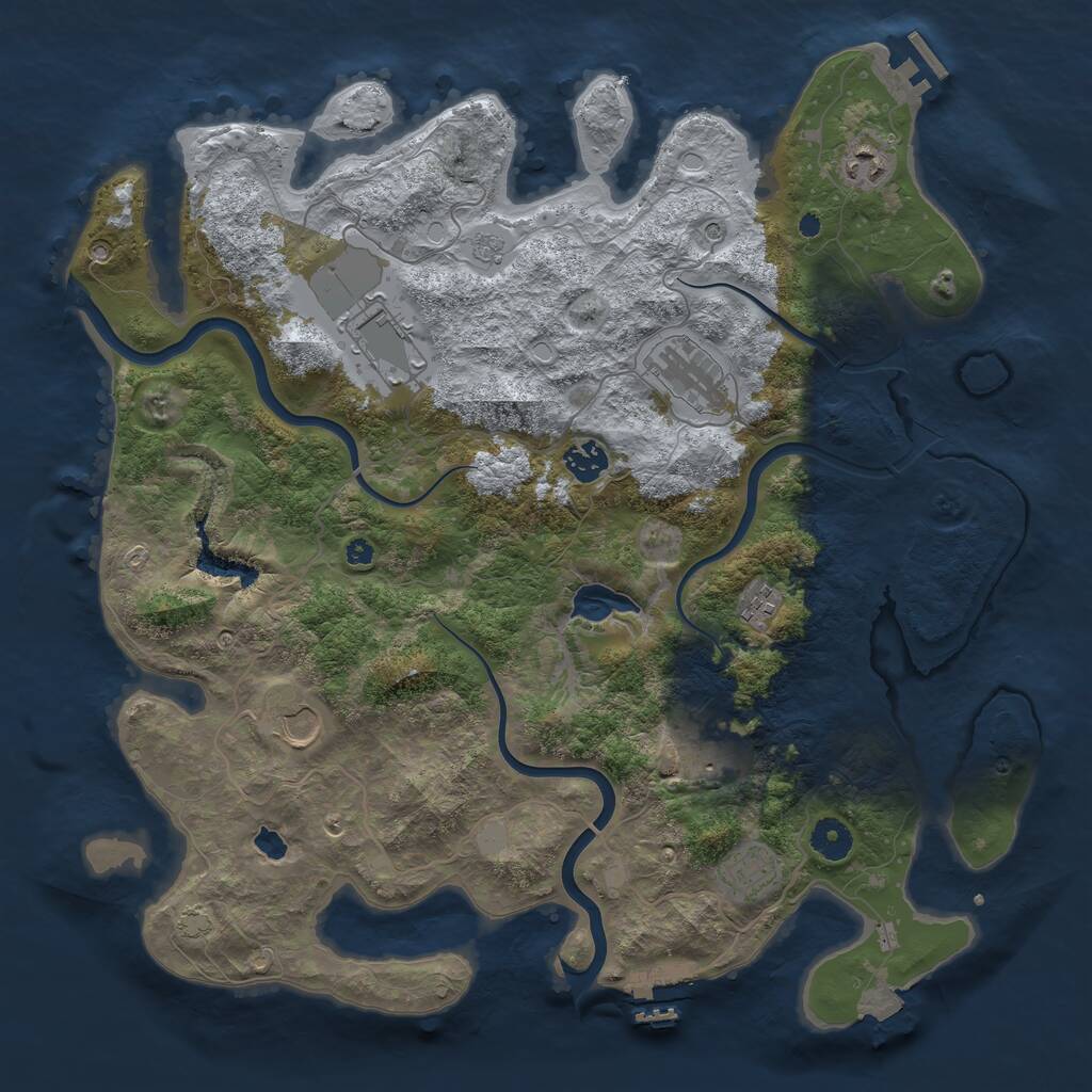 Rust Map: Procedural Map, Size: 4000, Seed: 835433047, 14 Monuments