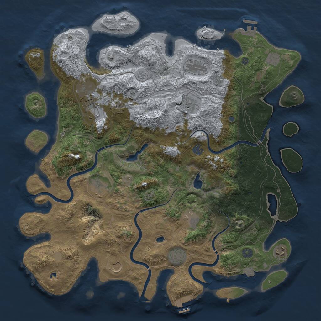 Rust Map: Procedural Map, Size: 4500, Seed: 1273047397, 19 Monuments