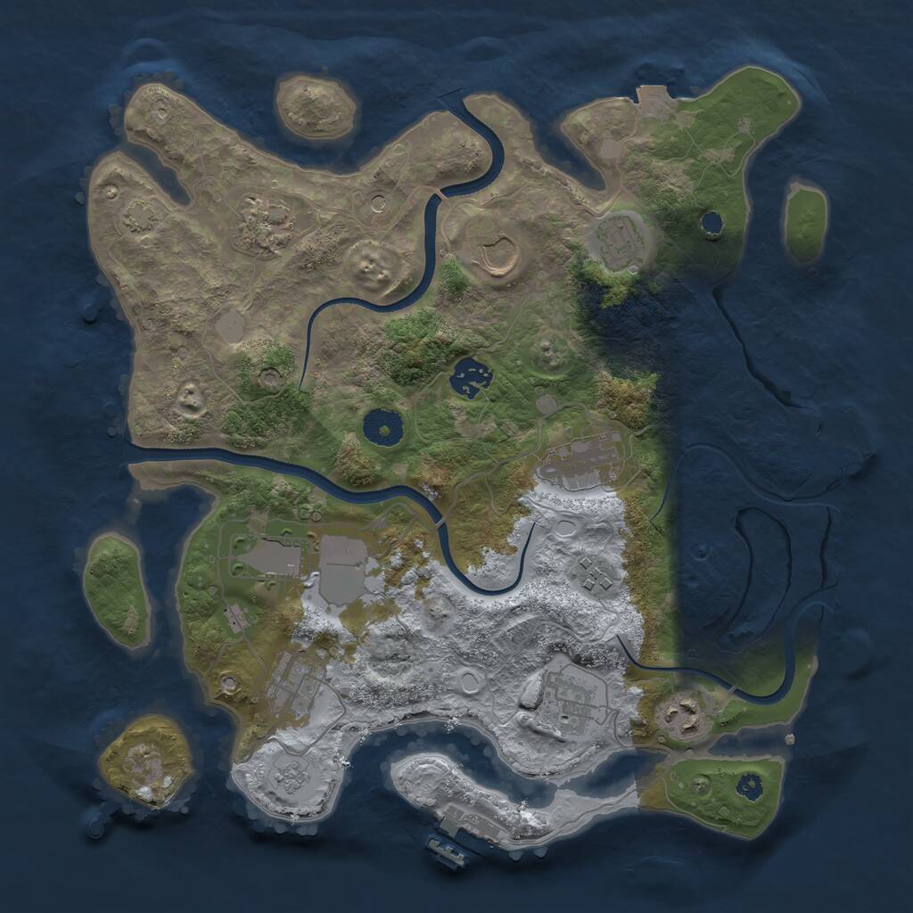 Rust Map: Procedural Map, Size: 3500, Seed: 888841696, 16 Monuments