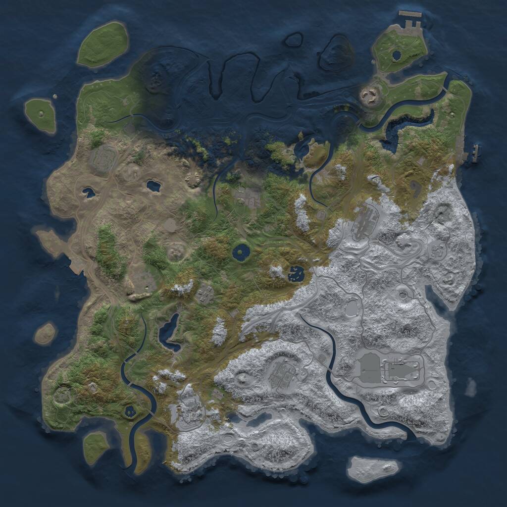 Rust Map: Procedural Map, Size: 4500, Seed: 71605461, 16 Monuments
