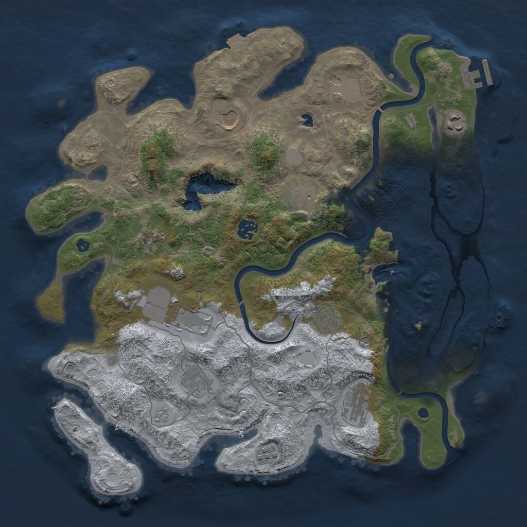 Rust Map: Procedural Map, Size: 4000, Seed: 17234, 17 Monuments