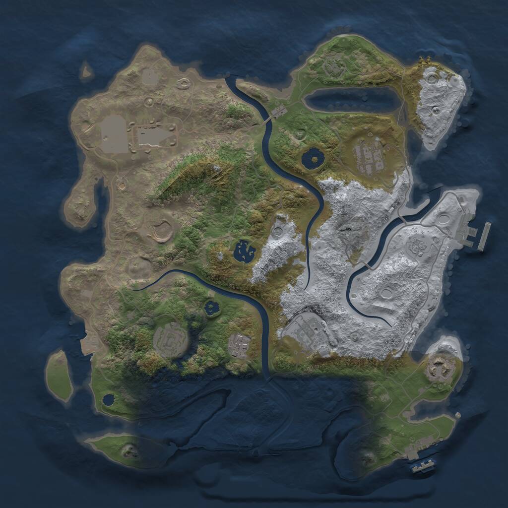 Rust Map: Procedural Map, Size: 3500, Seed: 8136923, 14 Monuments