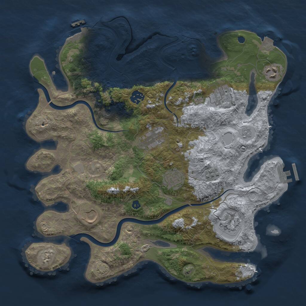 Rust Map: Procedural Map, Size: 3500, Seed: 1180907102, 14 Monuments