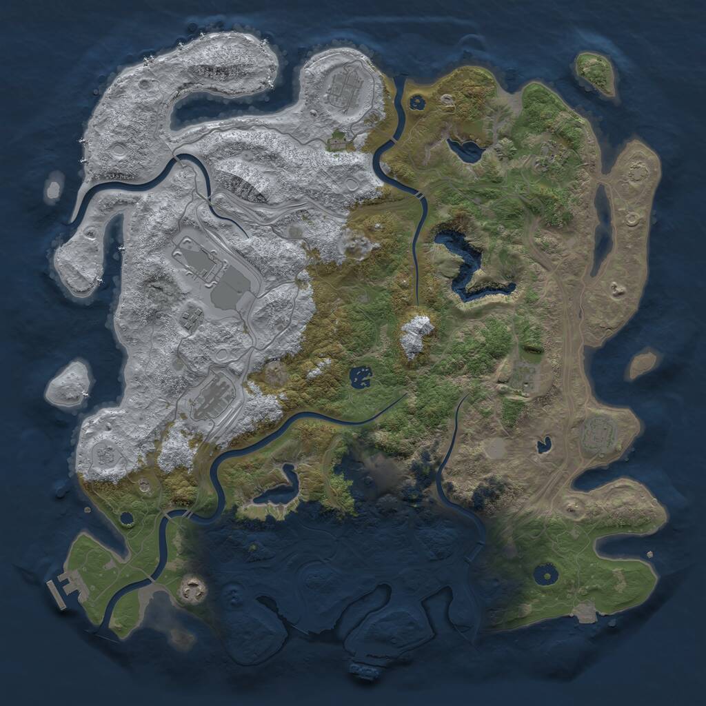 Rust Map: Procedural Map, Size: 4500, Seed: 93673687, 16 Monuments