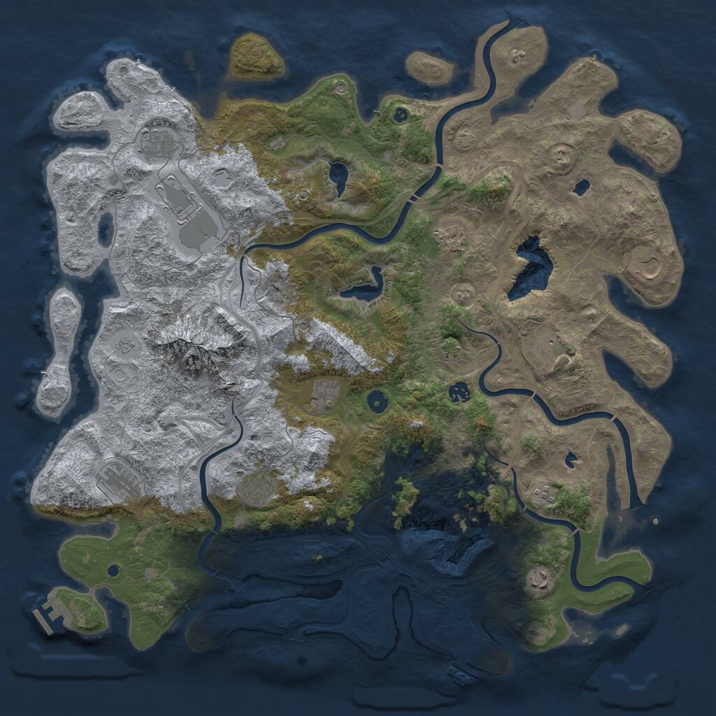 Rust Map: Procedural Map, Size: 5000, Seed: 36492, 17 Monuments