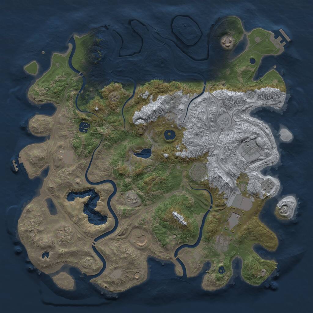 Rust Map: Procedural Map, Size: 4250, Seed: 1253867447, 16 Monuments