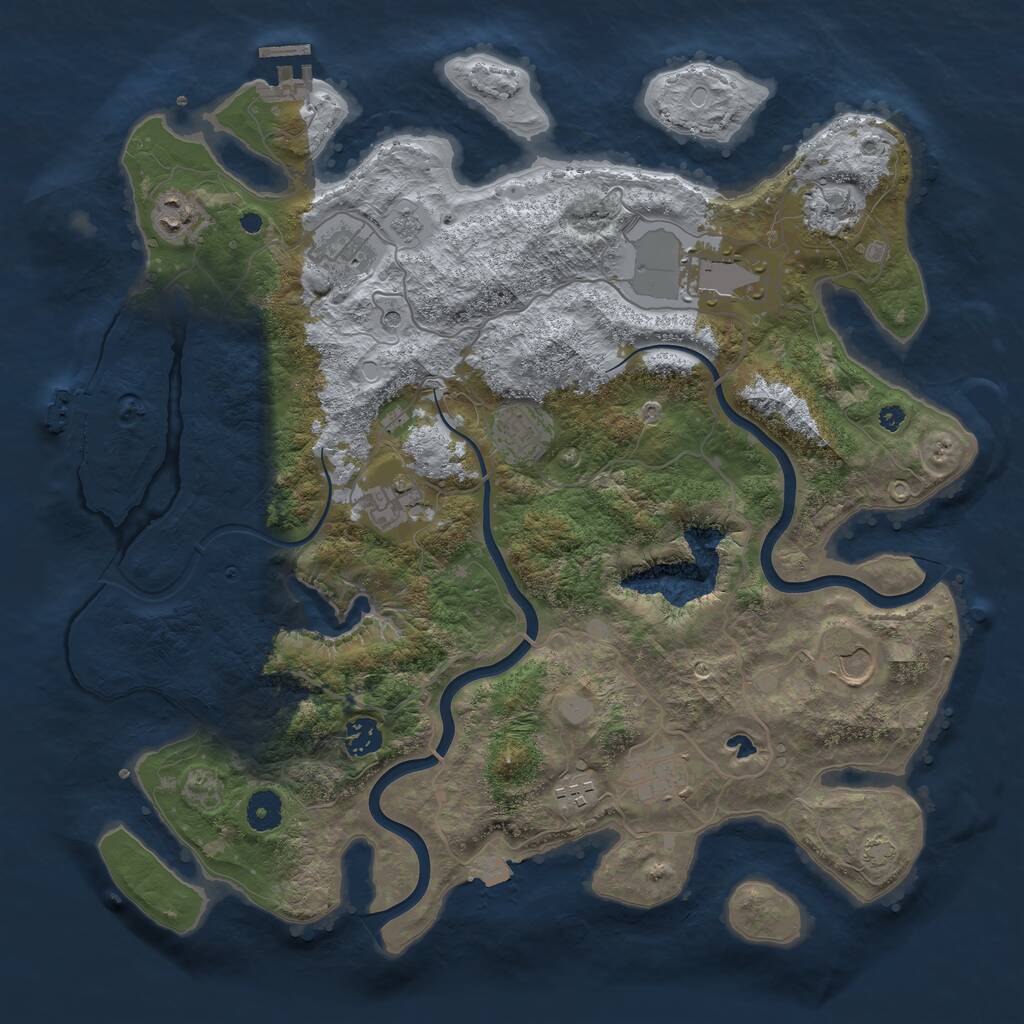 Rust Map: Procedural Map, Size: 4000, Seed: 2543754, 16 Monuments