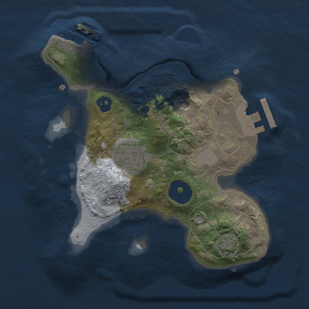 Rust Map: Procedural Map, Size: 2000, Seed: 386608207, 6 Monuments