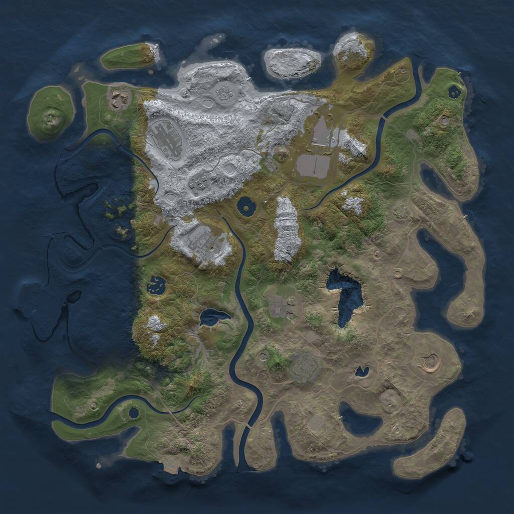 Rust Map: Procedural Map, Size: 4050, Seed: 68937715, 14 Monuments