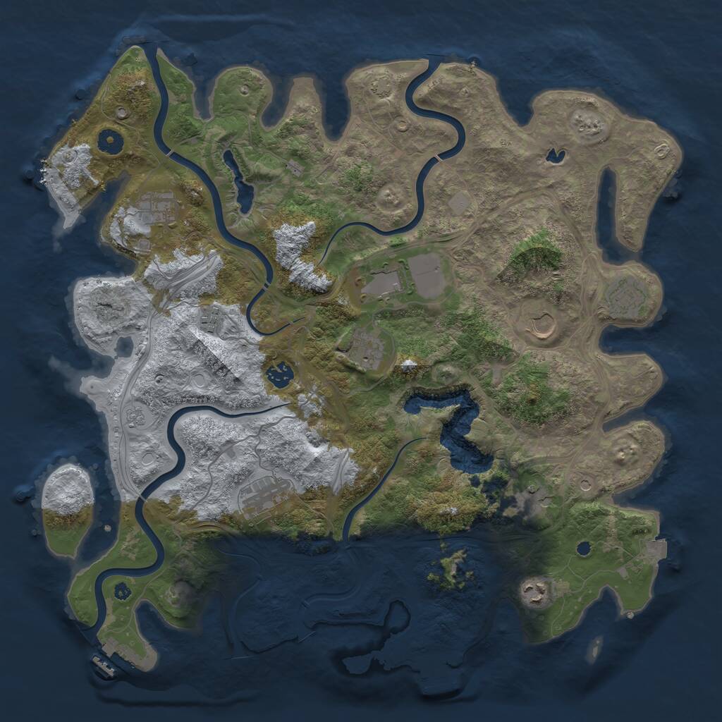 Rust Map: Procedural Map, Size: 4250, Seed: 454413851, 16 Monuments