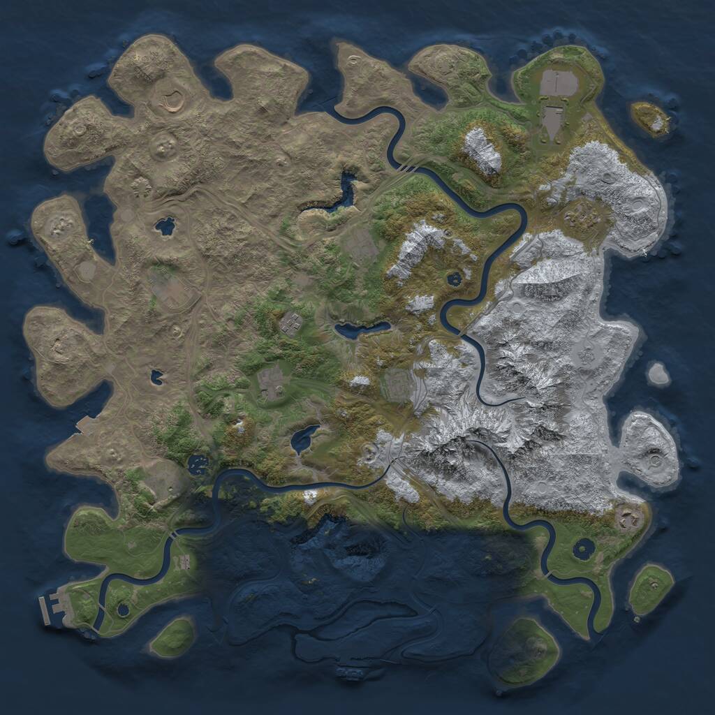 Rust Map: Procedural Map, Size: 5000, Seed: 33524400, 17 Monuments