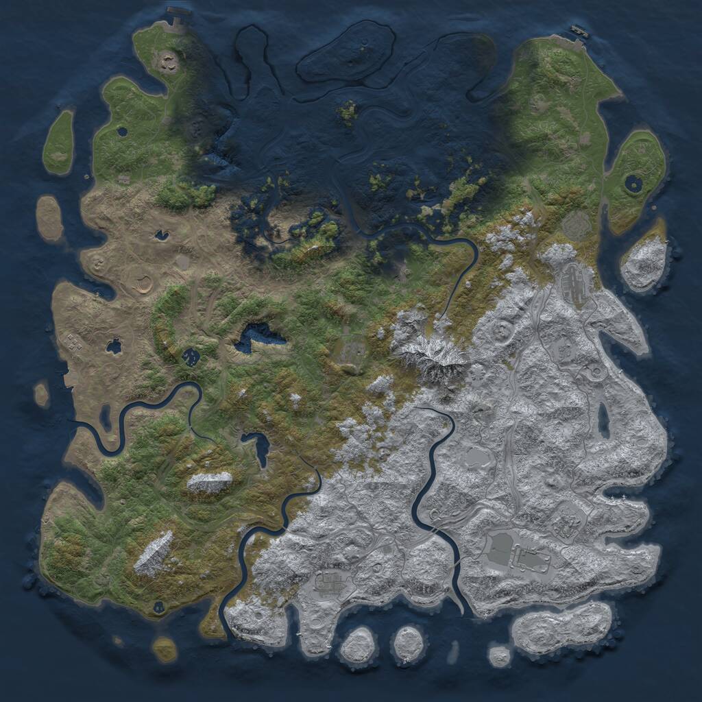 Rust Map: Procedural Map, Size: 6000, Seed: 72583224, 17 Monuments