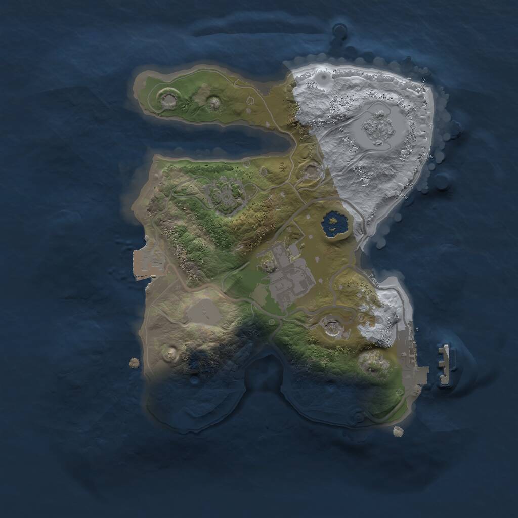 Rust Map: Procedural Map, Size: 2000, Seed: 1418399568, 6 Monuments