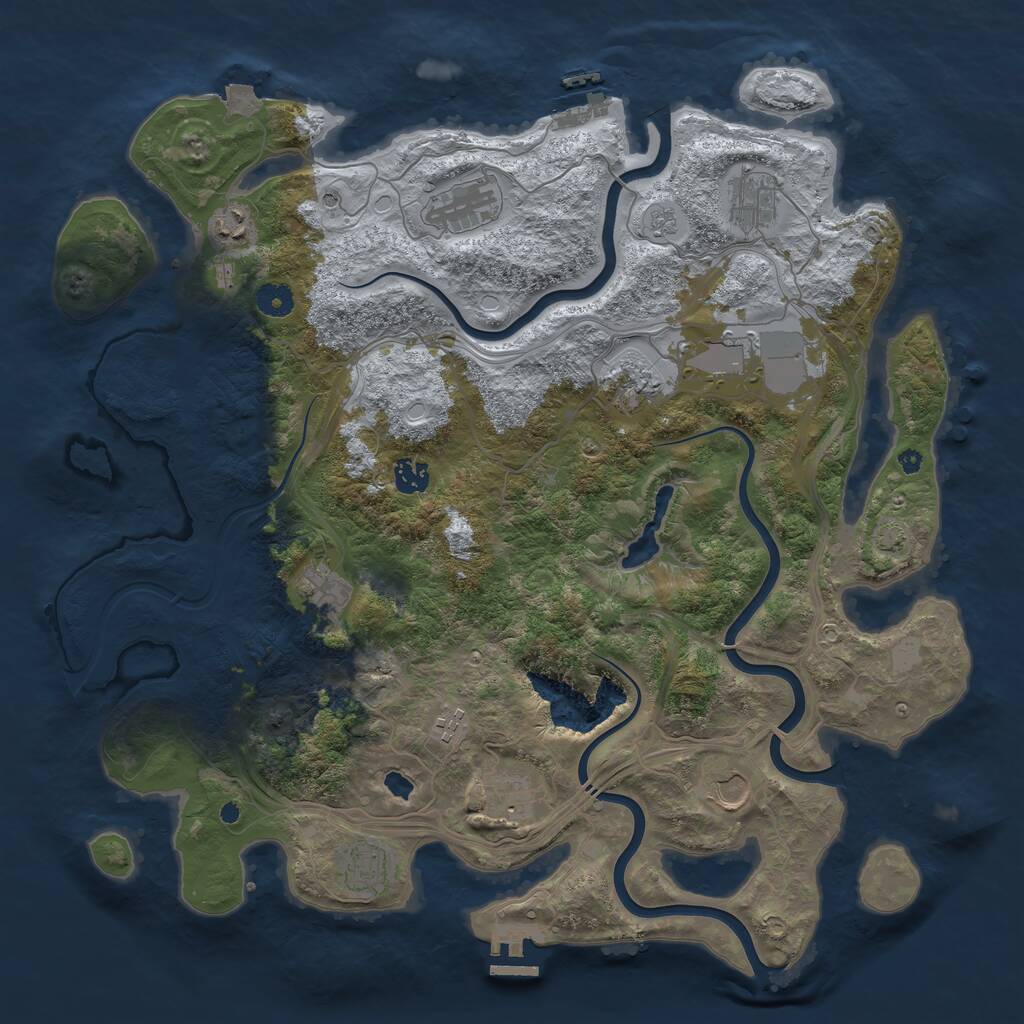 Rust Map: Procedural Map, Size: 4250, Seed: 1130369948, 17 Monuments