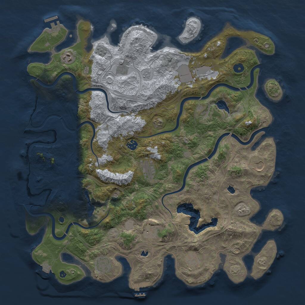 Rust Map: Procedural Map, Size: 4500, Seed: 319935888, 16 Monuments