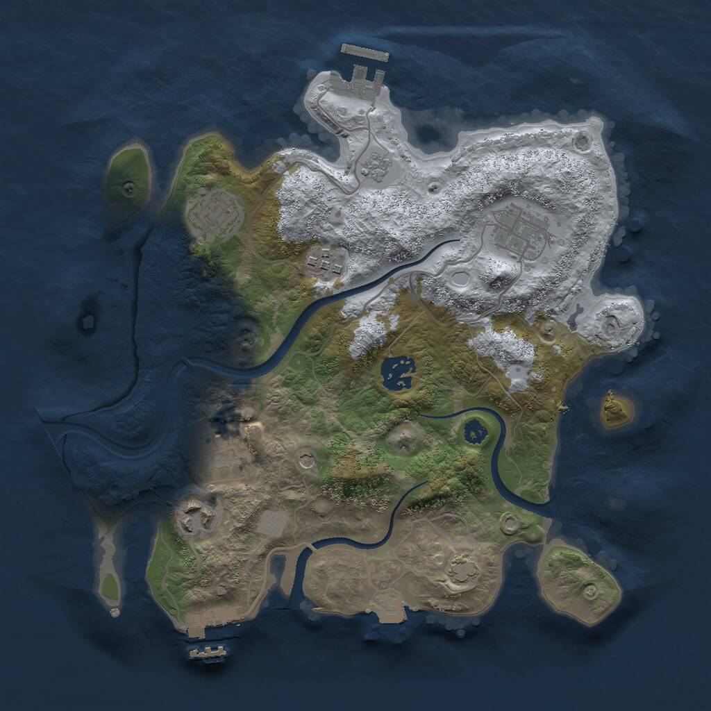 Rust Map: Procedural Map, Size: 3000, Seed: 6913, 12 Monuments