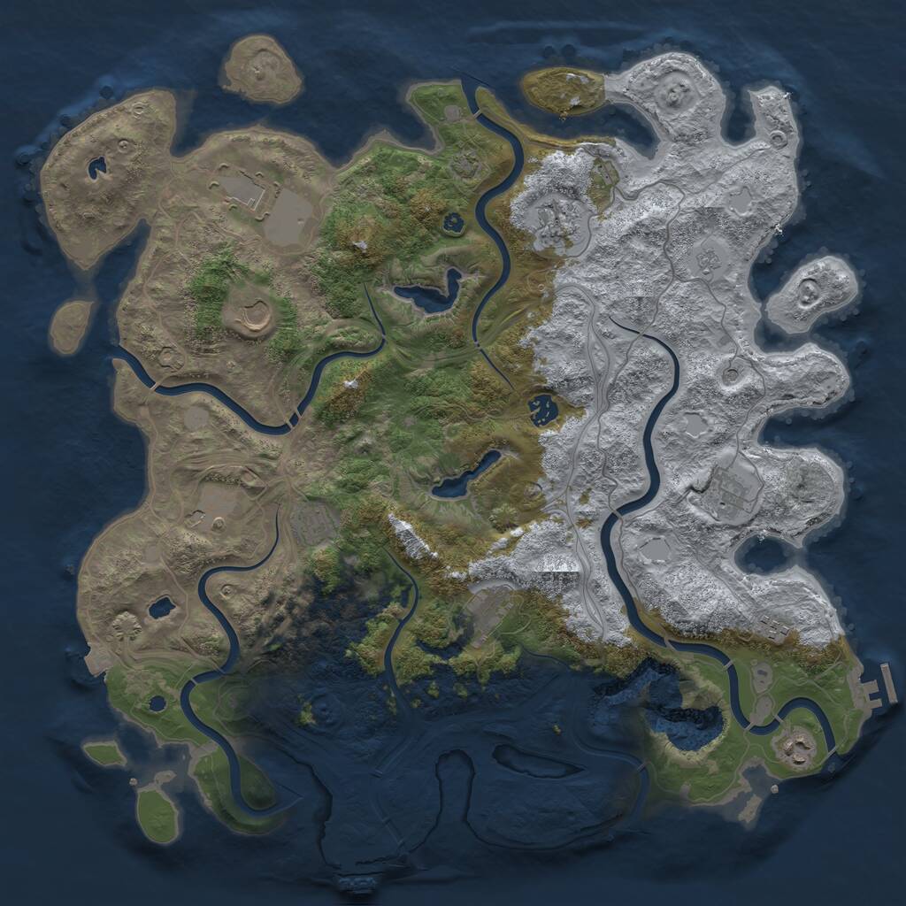 Rust Map: Procedural Map, Size: 4500, Seed: 352165134, 16 Monuments