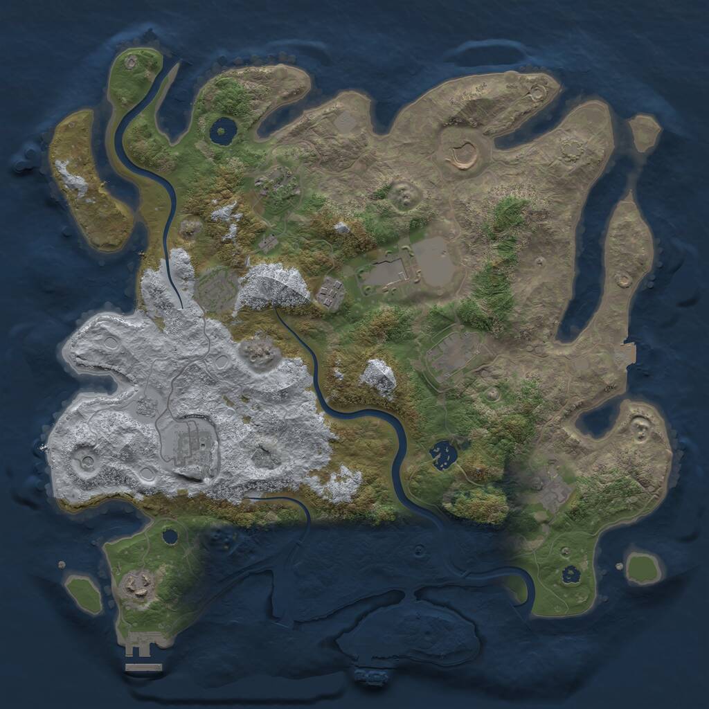 Rust Map: Procedural Map, Size: 3900, Seed: 1021365687, 16 Monuments