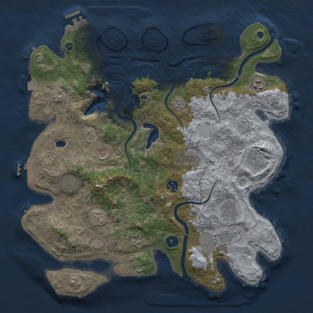 Rust Map: Procedural Map, Size: 4000, Seed: 661579548, 16 Monuments