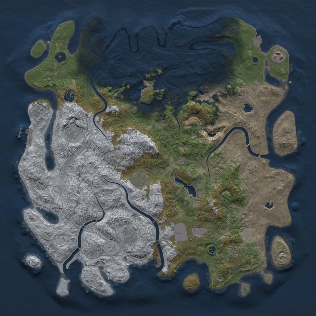 Rust Map: Procedural Map, Size: 4500, Seed: 1682289809, 13 Monuments
