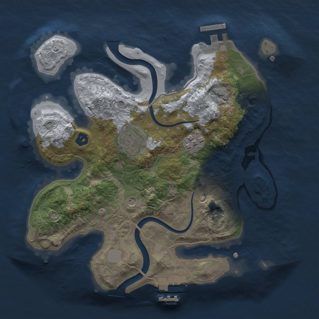 Rust Map: Procedural Map, Size: 2500, Seed: 1145355774, 7 Monuments