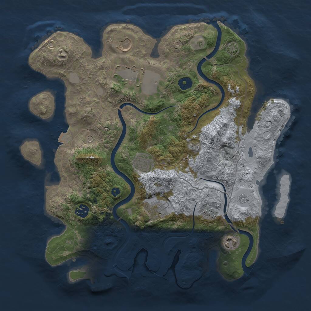 Rust Map: Procedural Map, Size: 3500, Seed: 483927615, 12 Monuments